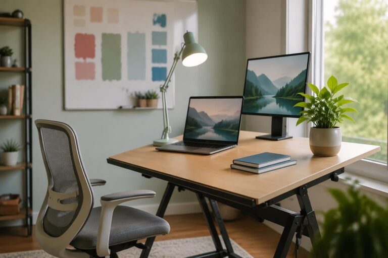 Home office creativo: colori, arredi, ergonomia e luce