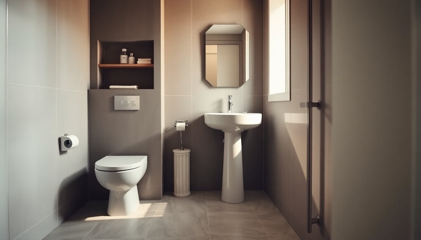 Ottimizzare un bagno piccolo con sanitari compatti, nicchie e colonne