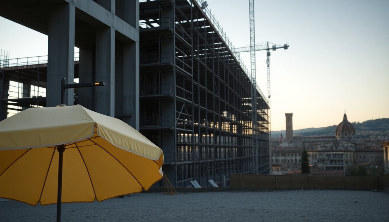 Residenti in costume da bagno protestano contro il cantiere extralusso a Firenze
