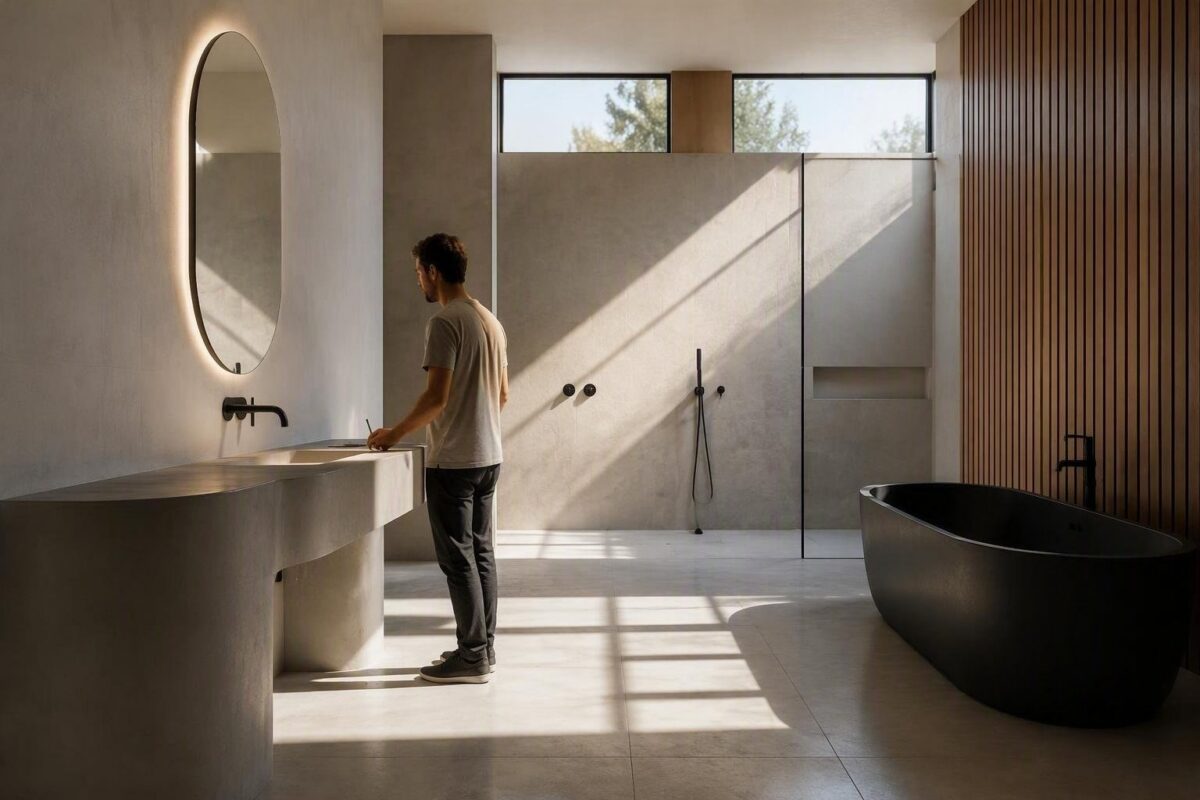 Bagno contemporaneo: come un elemento guida trasforma lo spazio senza ristrutturare