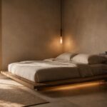 Camera da letto piccola: layering di luci e mobili sospesi
