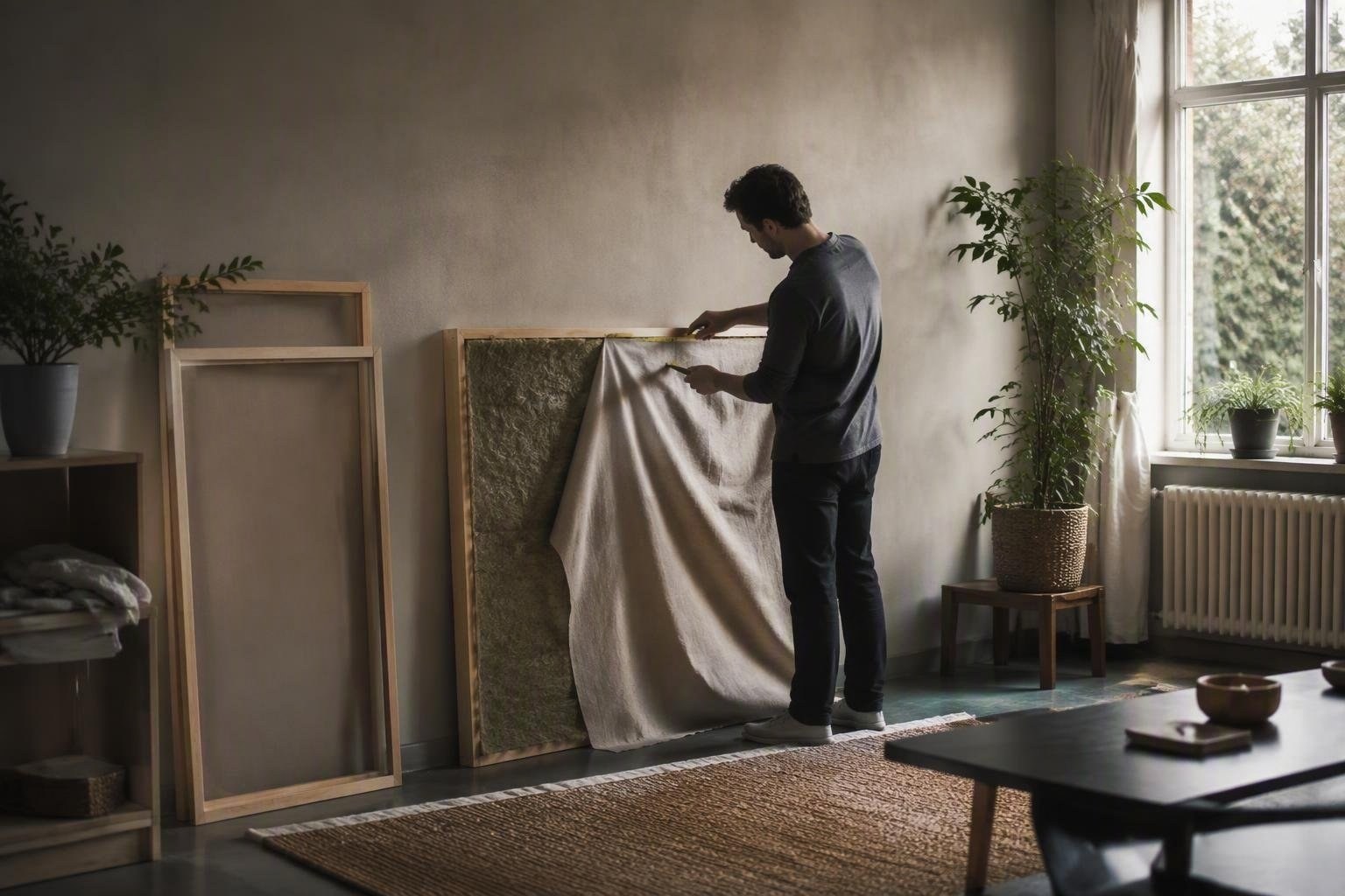 Pannelli acustici fai da te: telaio in legno, lana di roccia e tessuti decorativi