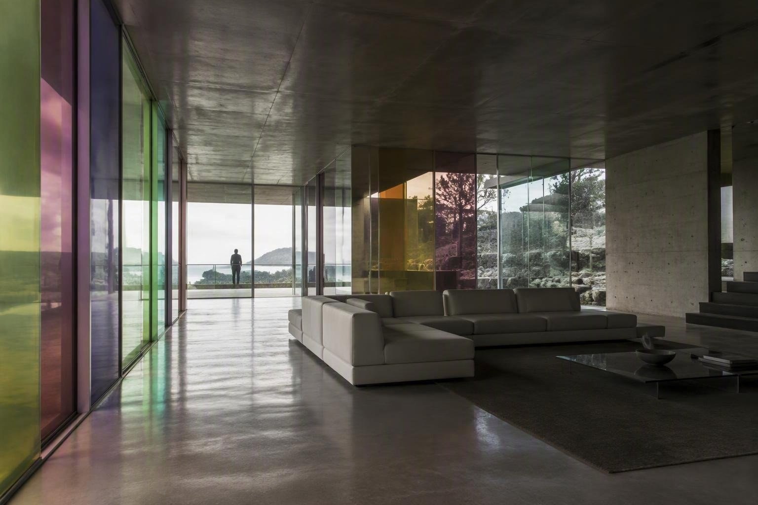 Plexiglass e vetro colorato per interni più leggeri in estate