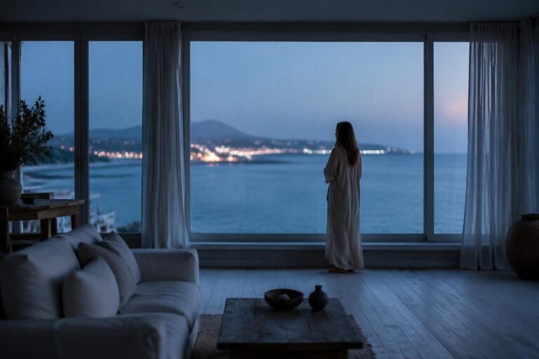 Stile elegante per la casa al mare: fibre e legni chiari