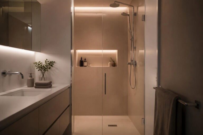 Bagno piccolo funzionale: tutorial con walk-in e nicchie