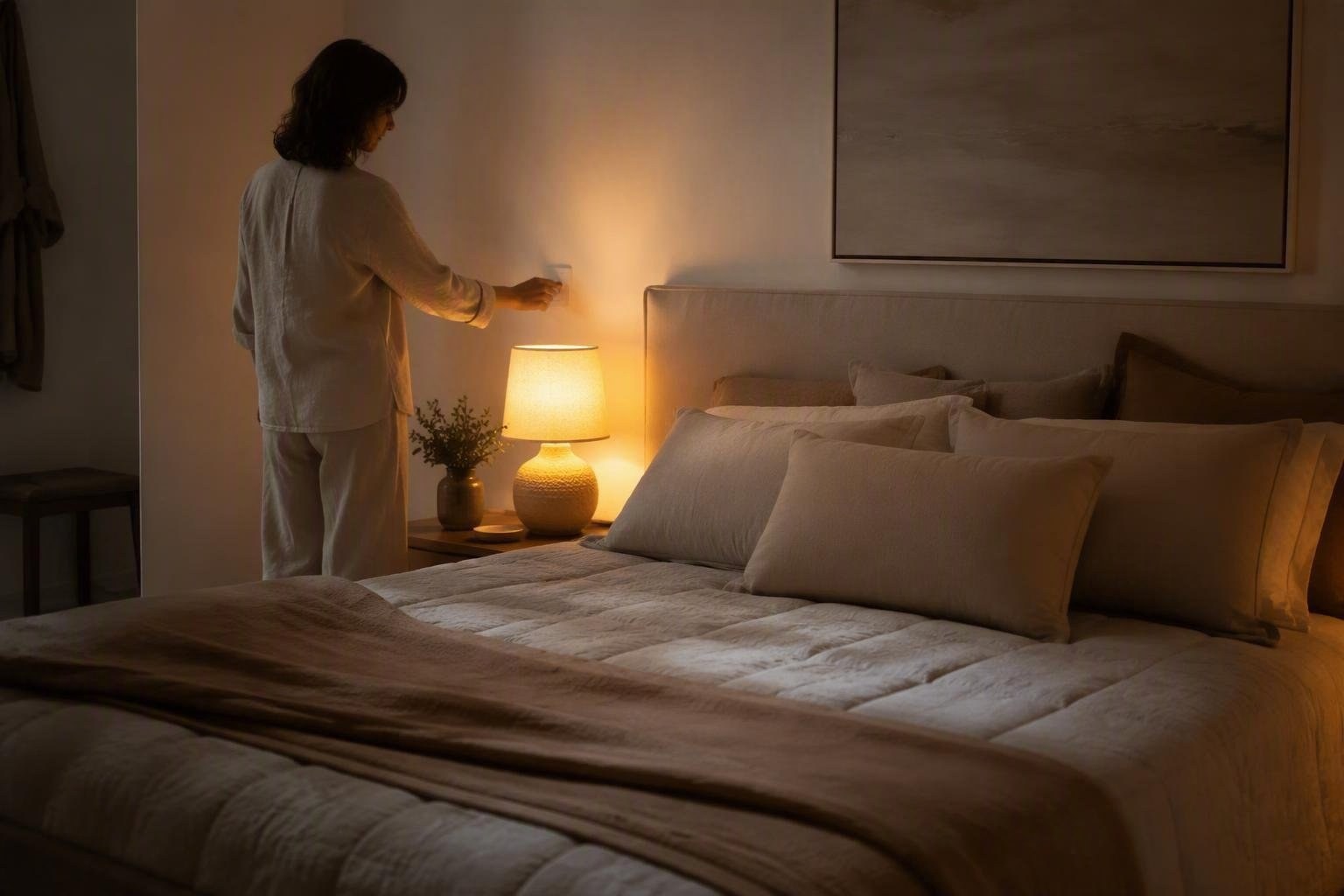 Come progettare una camera da letto accogliente con luce stratificata e materiali soft-touch