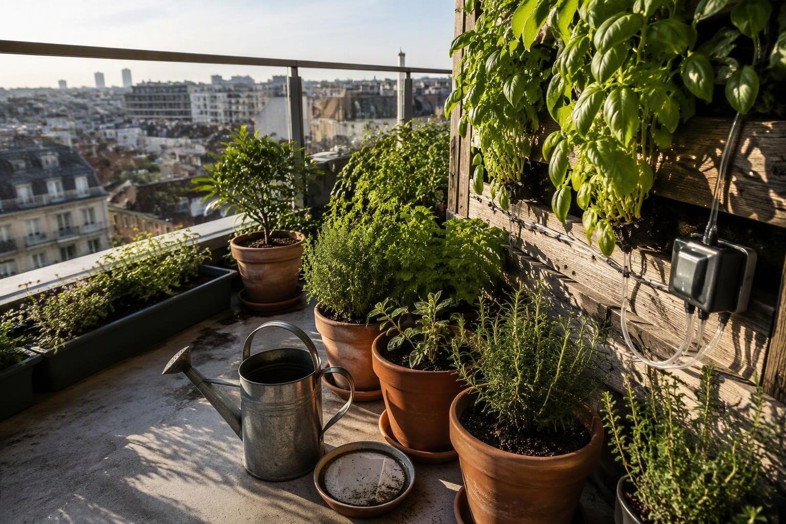 Giardino in balcone: vasi, verticali, irrigazione e layout