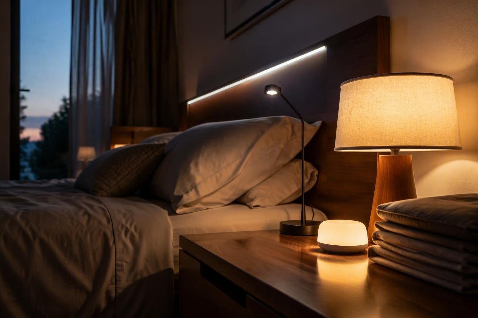 Luce notturna in camera da letto: layering, colori e intensità per il sonno