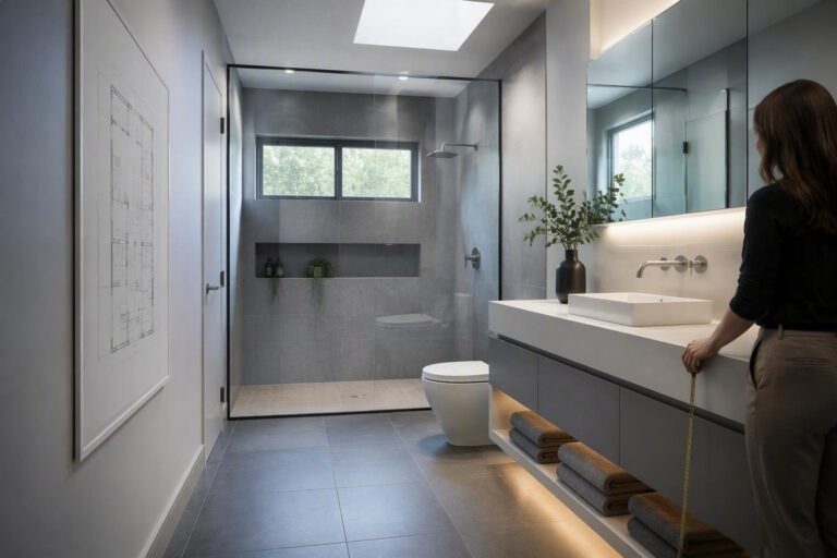 Mini bagno ottimizzato: sanitari compatti e luce smart