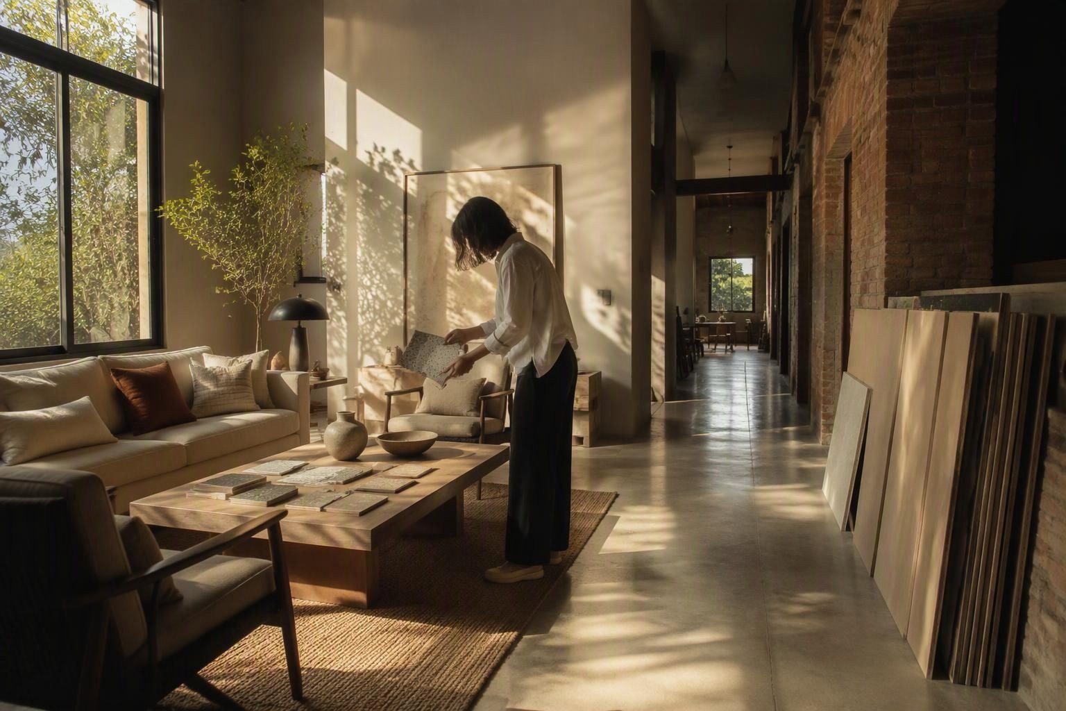 Cemento cerato, legno e ceramica: come scegliere e illuminare