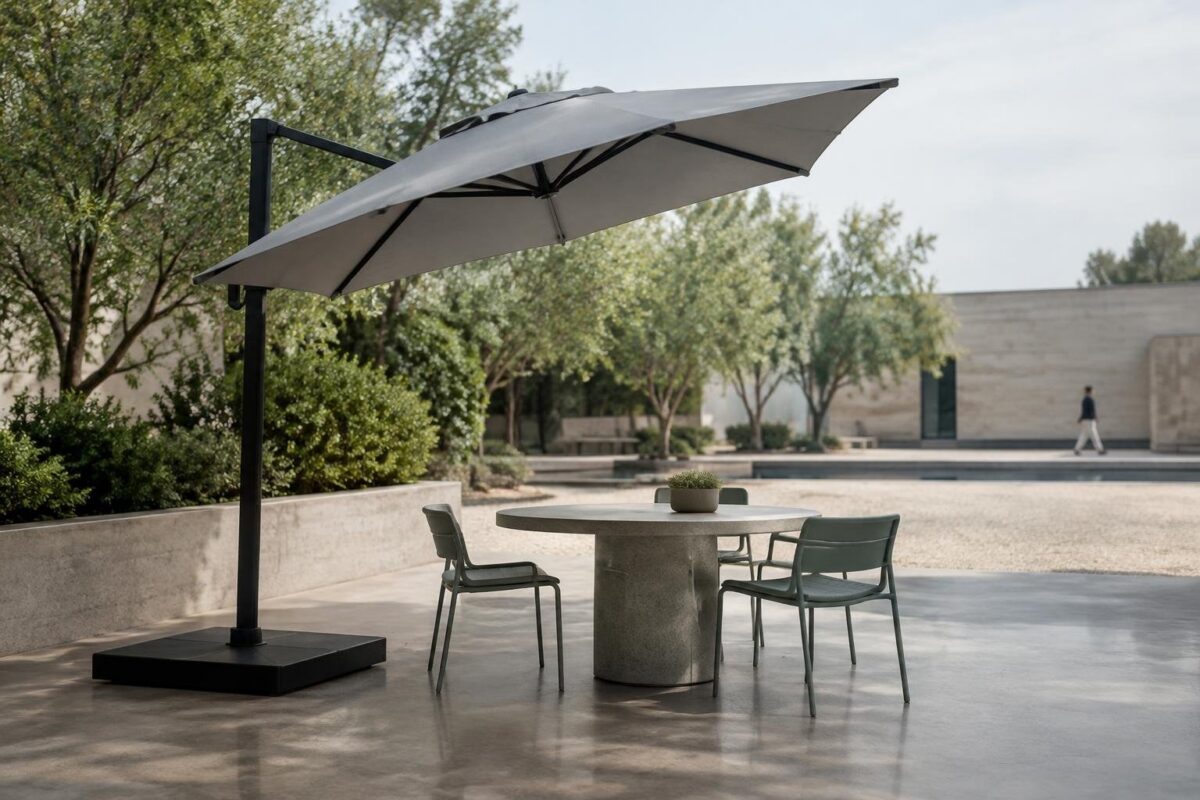 Ombrellone a braccio laterale Newton: design moderno per giardini