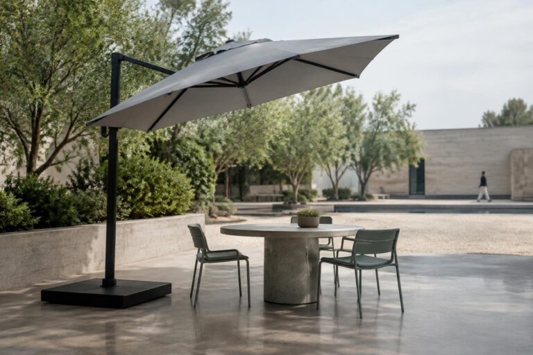 Ombrellone a braccio laterale Newton: design moderno per giardini