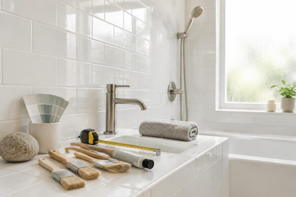 Restyling bagno senza opere: splashback, vernice, luci