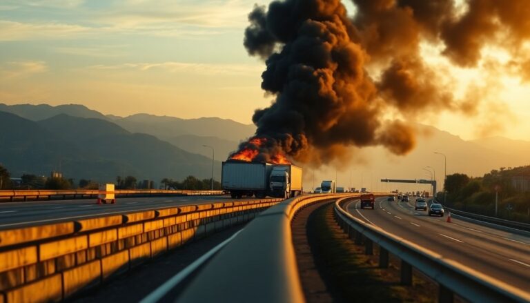 Incendio a un tir frigorifero sulla Ss 280: traffico bloccato e intervento dei soccorsi