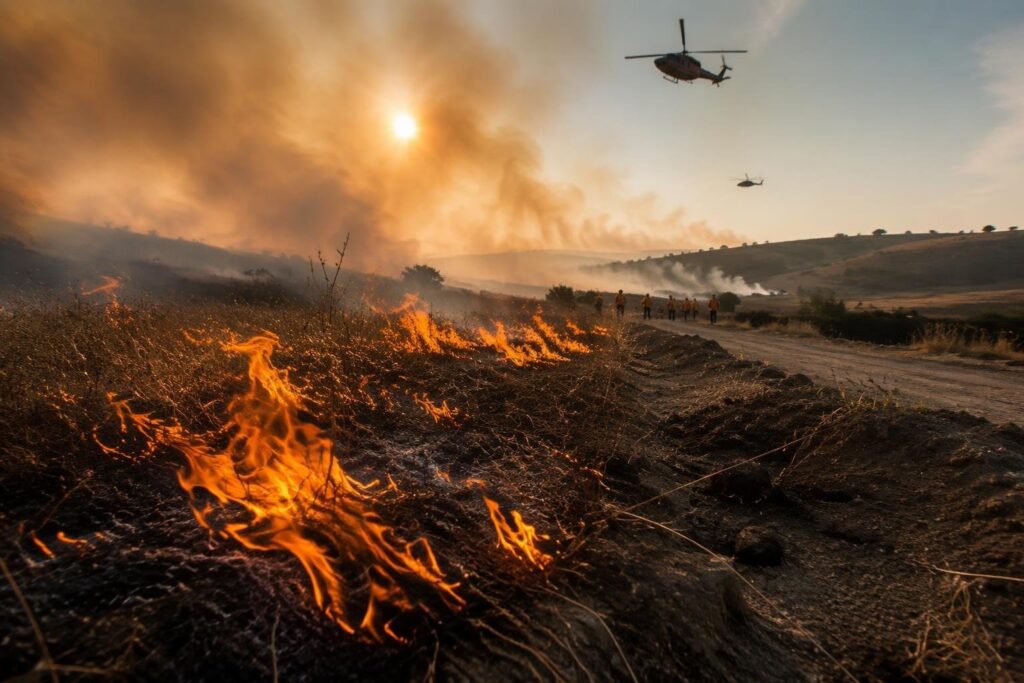 Incendio di vegetazione nel Crotonese: 100 ettari in fiamme