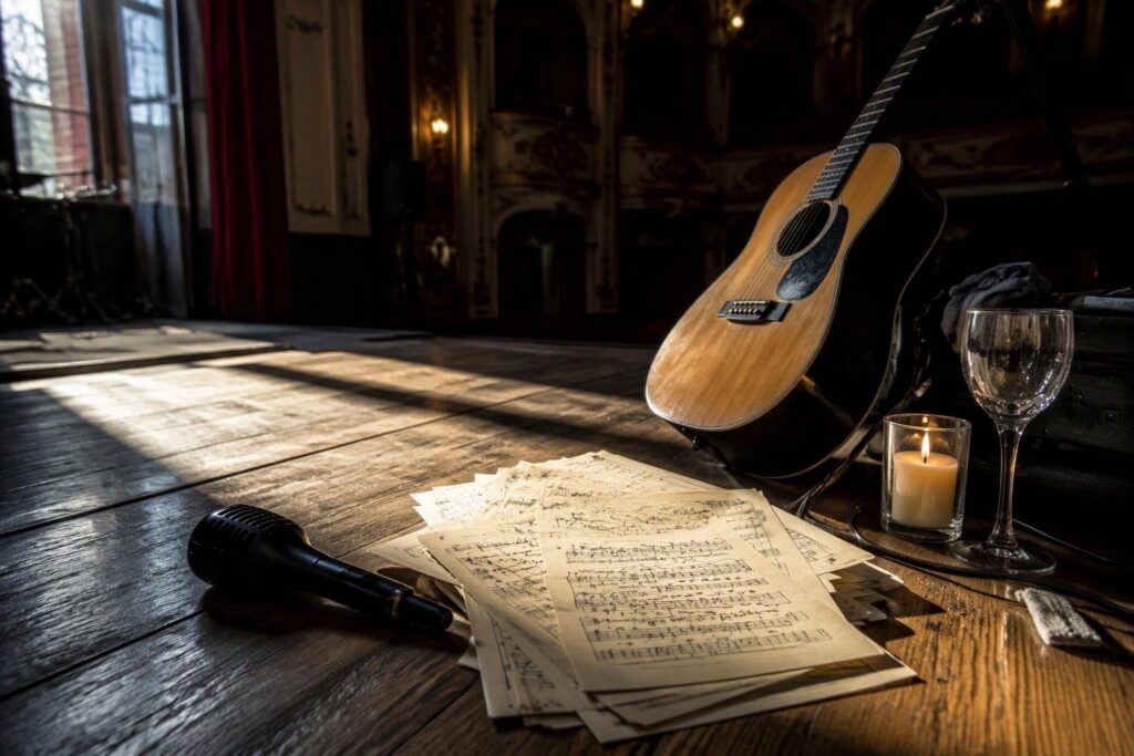 Tributo a Mina con Michela Borgia a Mestre, scenografie in Emilia-Romagna