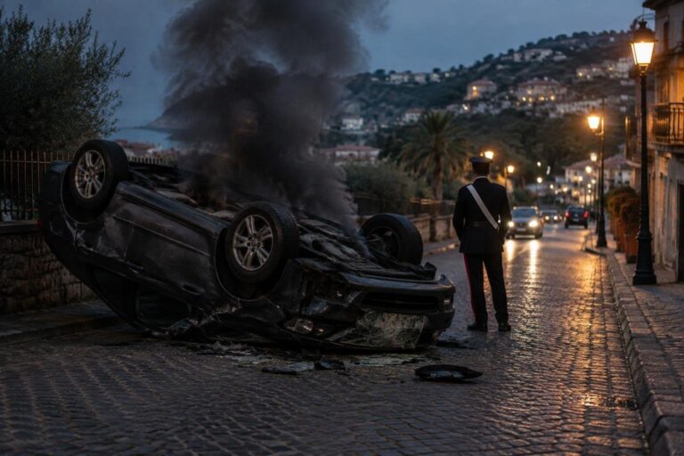 Brigadiere Penta soccorre giovane intrappolato in auto fumante