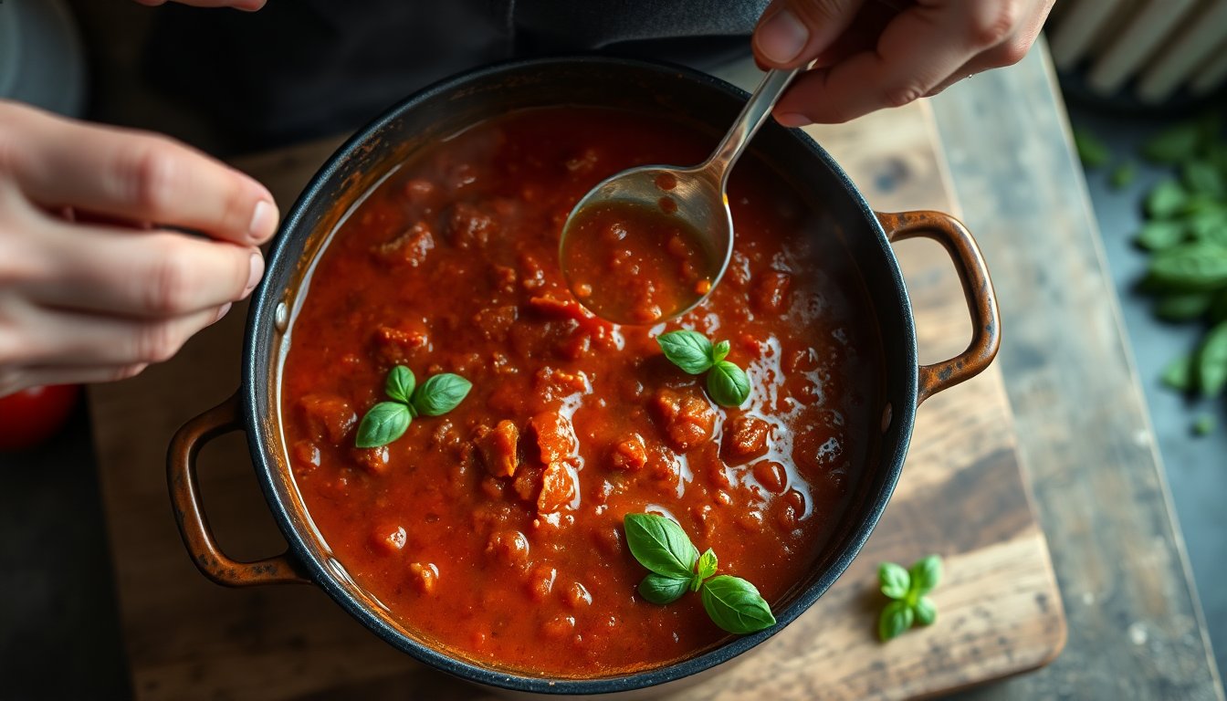 Slow-cooked tomato ragù: a modern take on tradition
