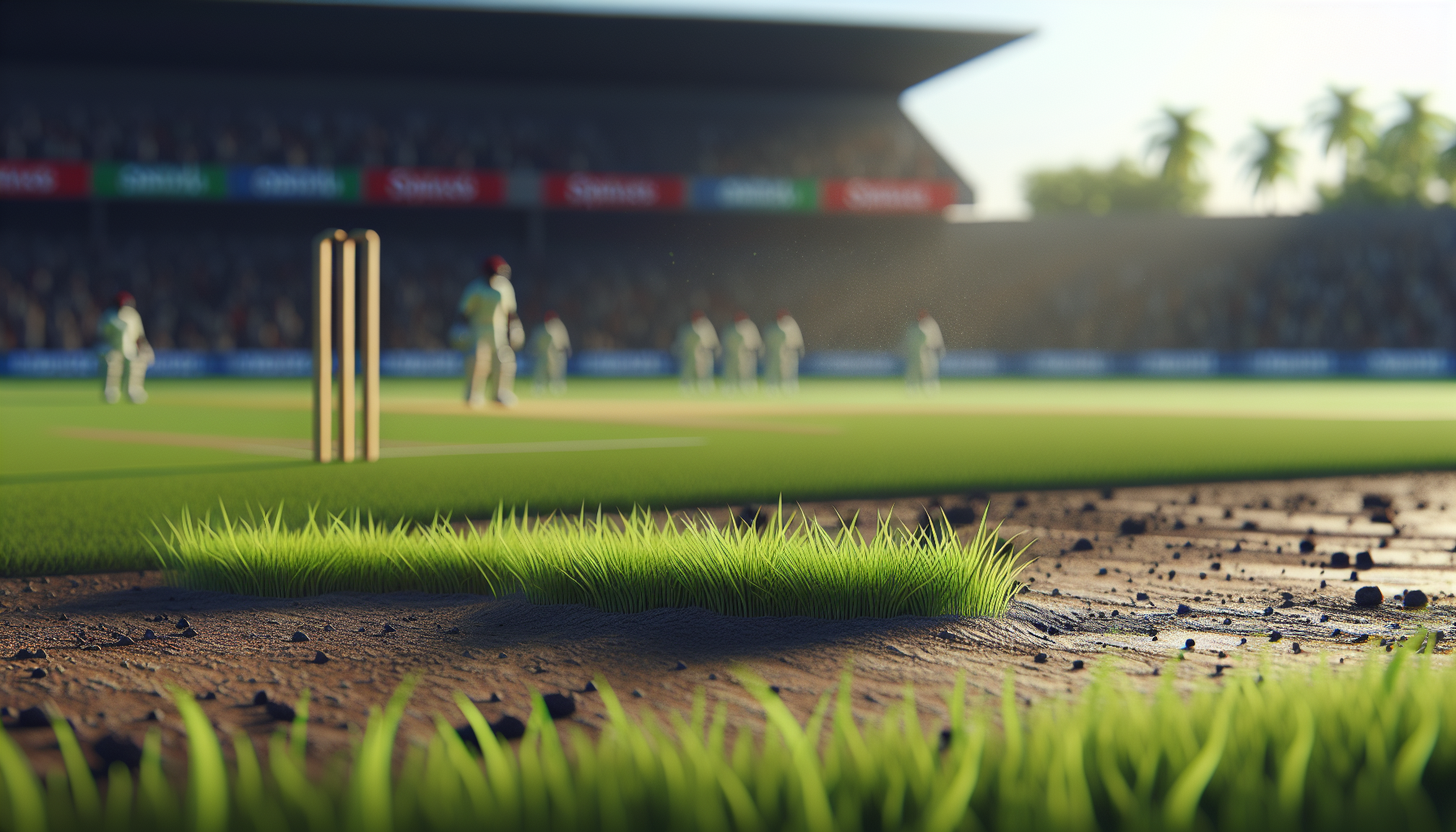 Giocatori di cricket in azione sul campo