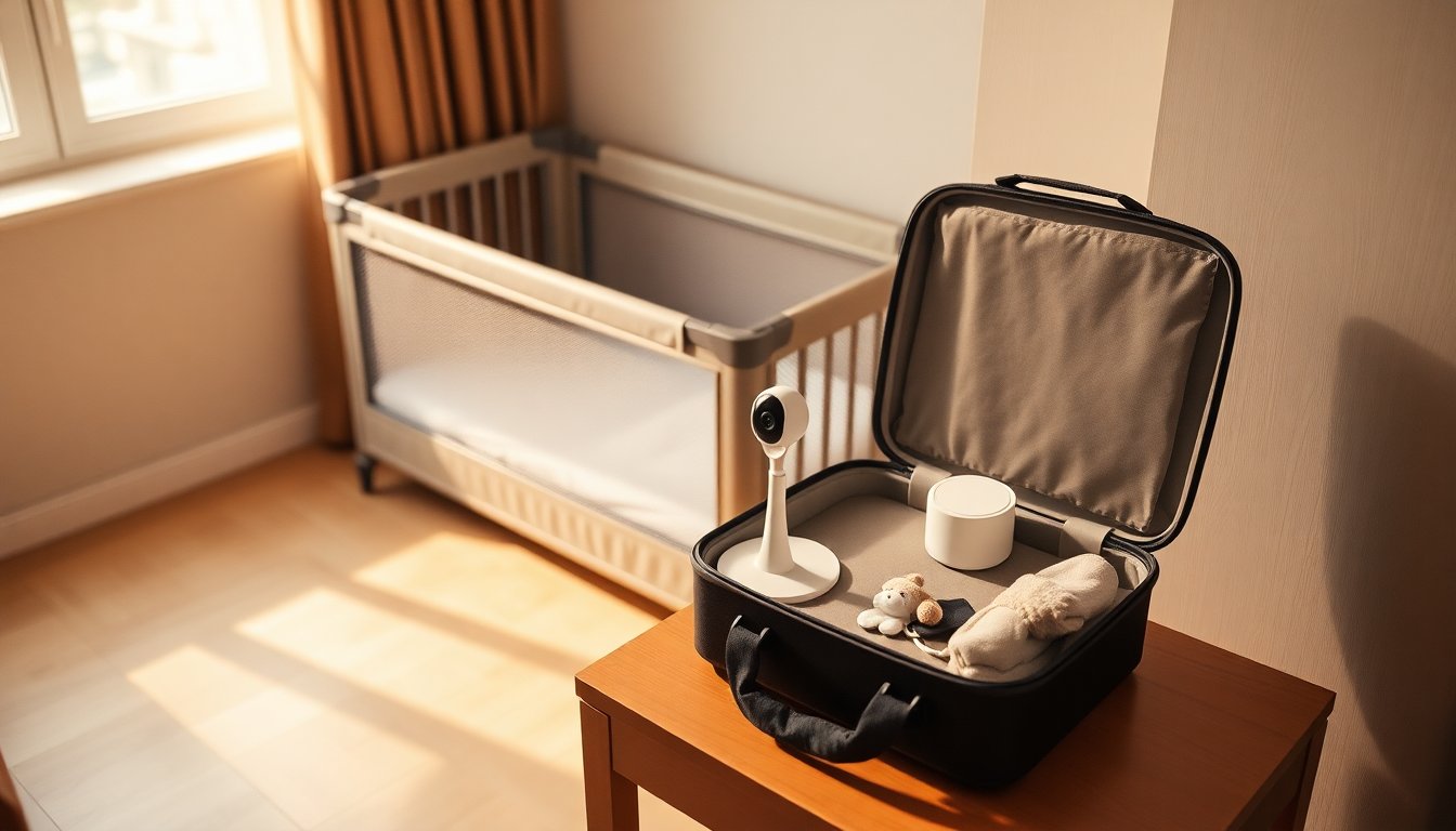 Take Nanit on the go with the Flex Stand and protective travel case