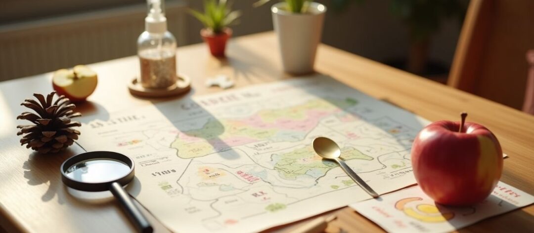 Low-cost adventures for children with scavenger maps and sensory stops