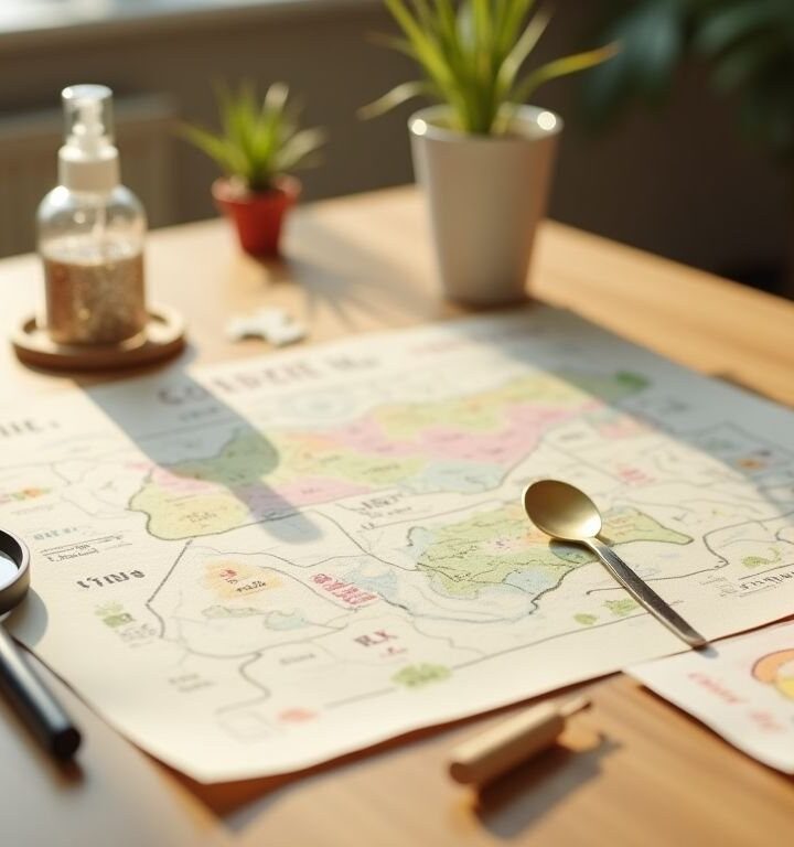 Low-cost adventures for children with scavenger maps and sensory stops