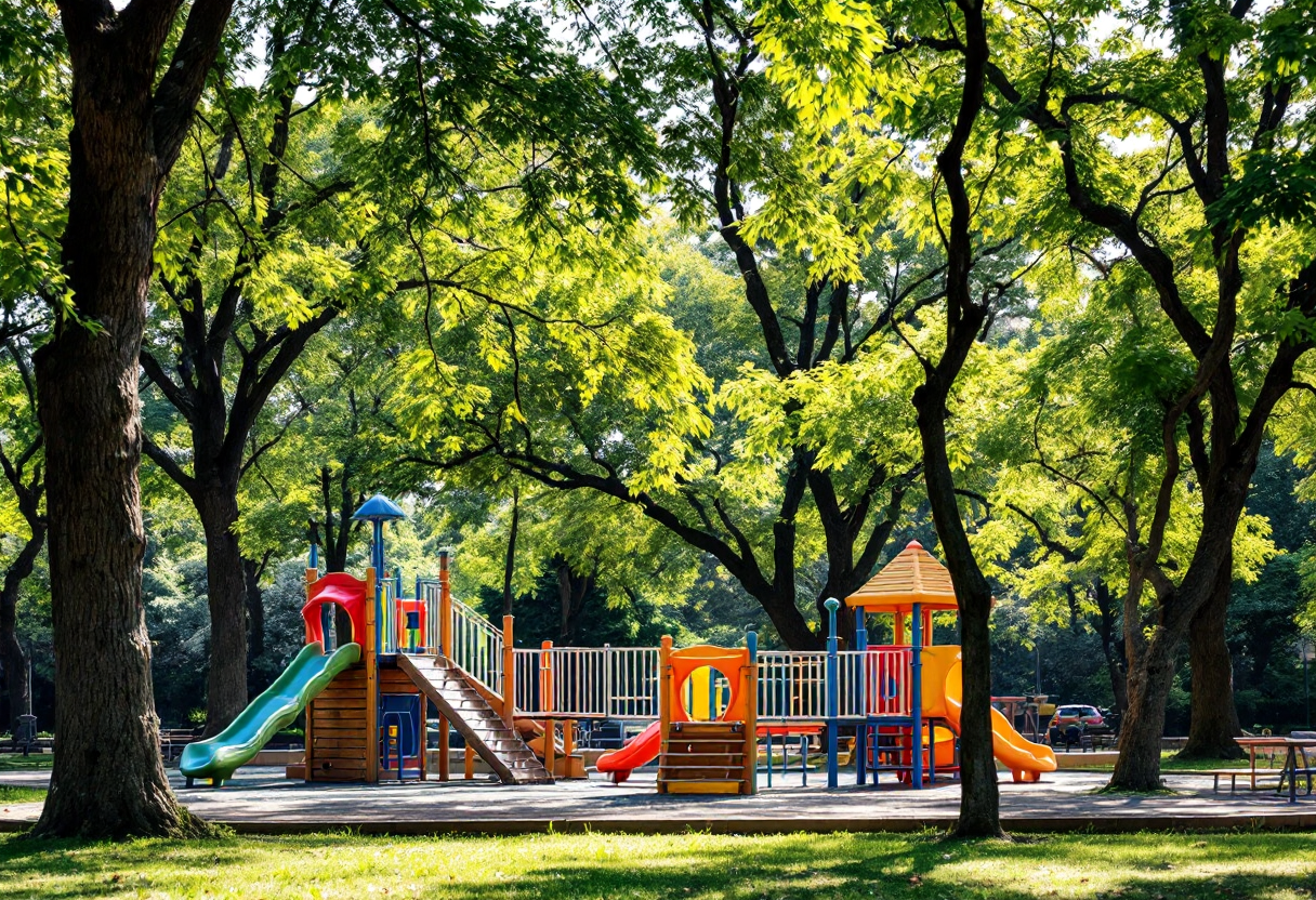 Bambini che si divertono in un parco di Roma