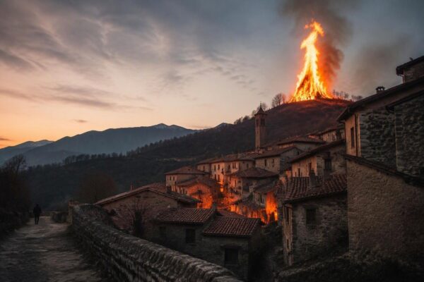 Luminosa tradizione del borgo: il fuoco alto 30 metri