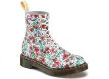 stivaletti bianchi con fiori multicolor