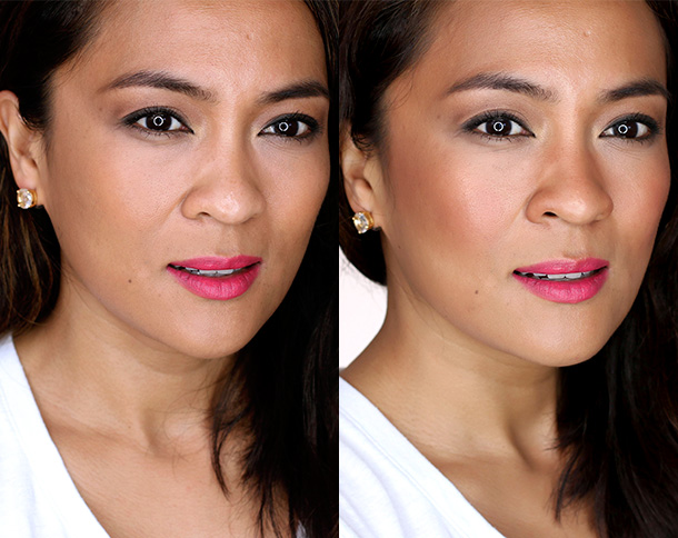 BECCA Shadow Light Bronze Contour Perfector k before and after