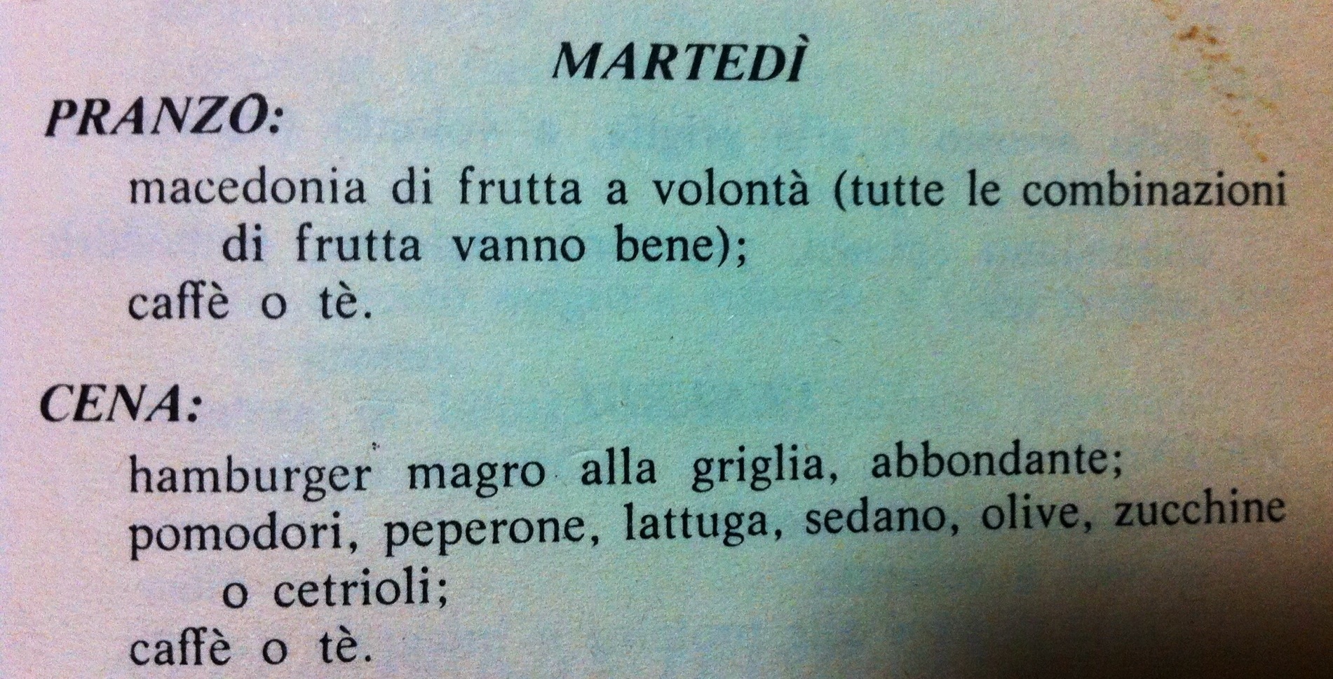 Esempio menù dieta scarsdale