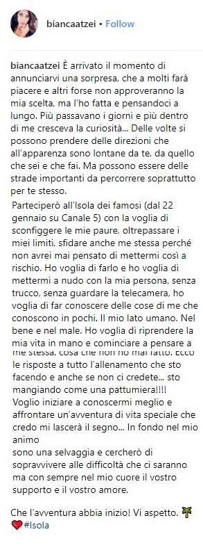 bianca atzei all'isola
