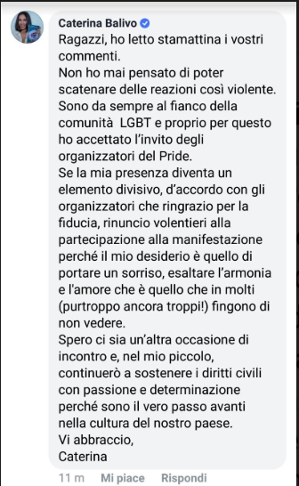 Caterina Balivo messaggio