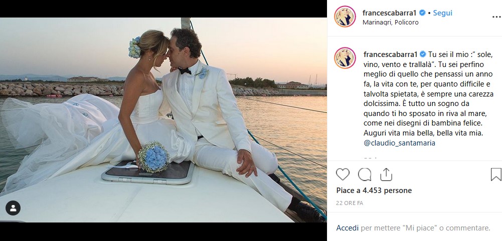 francesca barra santamaria anniversario