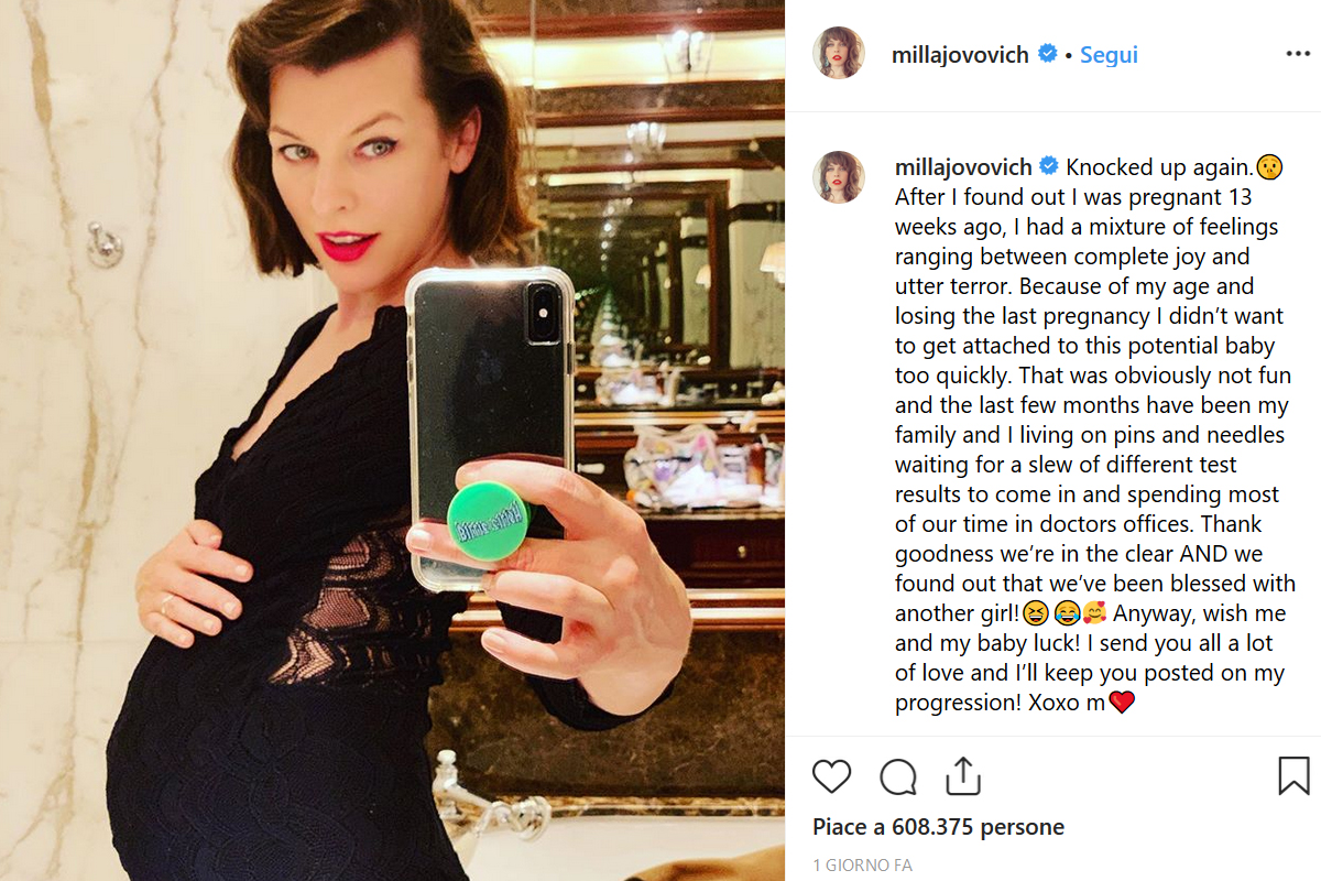 Milla Jovovich terza figlia