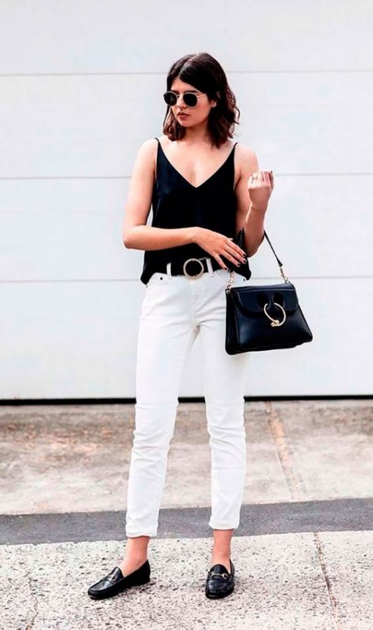 jeans bianco look maschile