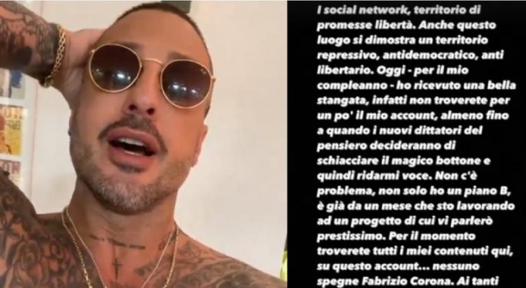Fabrizio Corona torna su Instagram