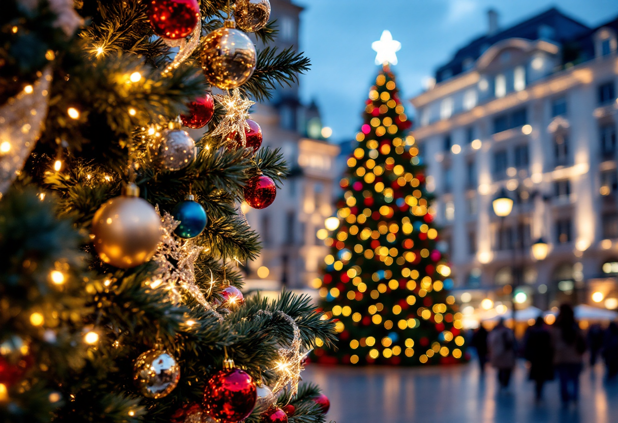 Charlene di Monaco con un elegante abito all'accensione delle luminarie