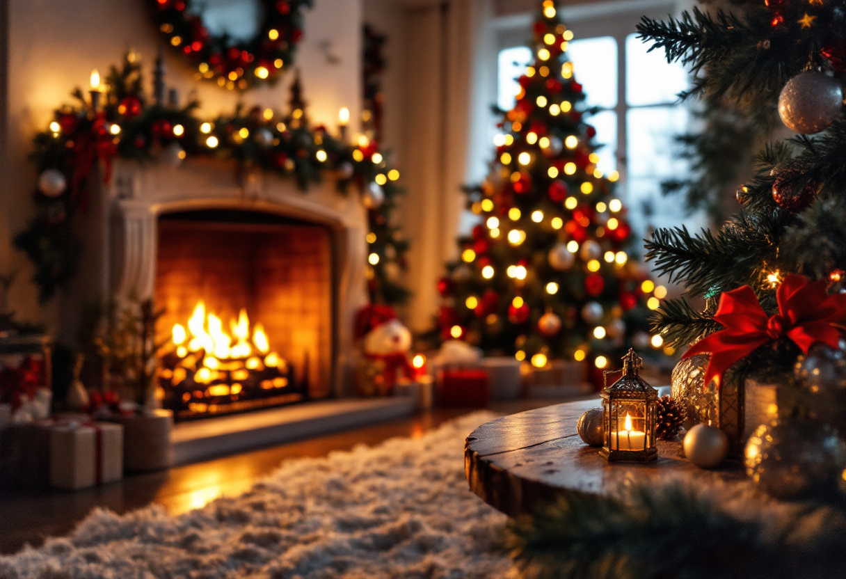 Cane felice con decorazioni natalizie sicure