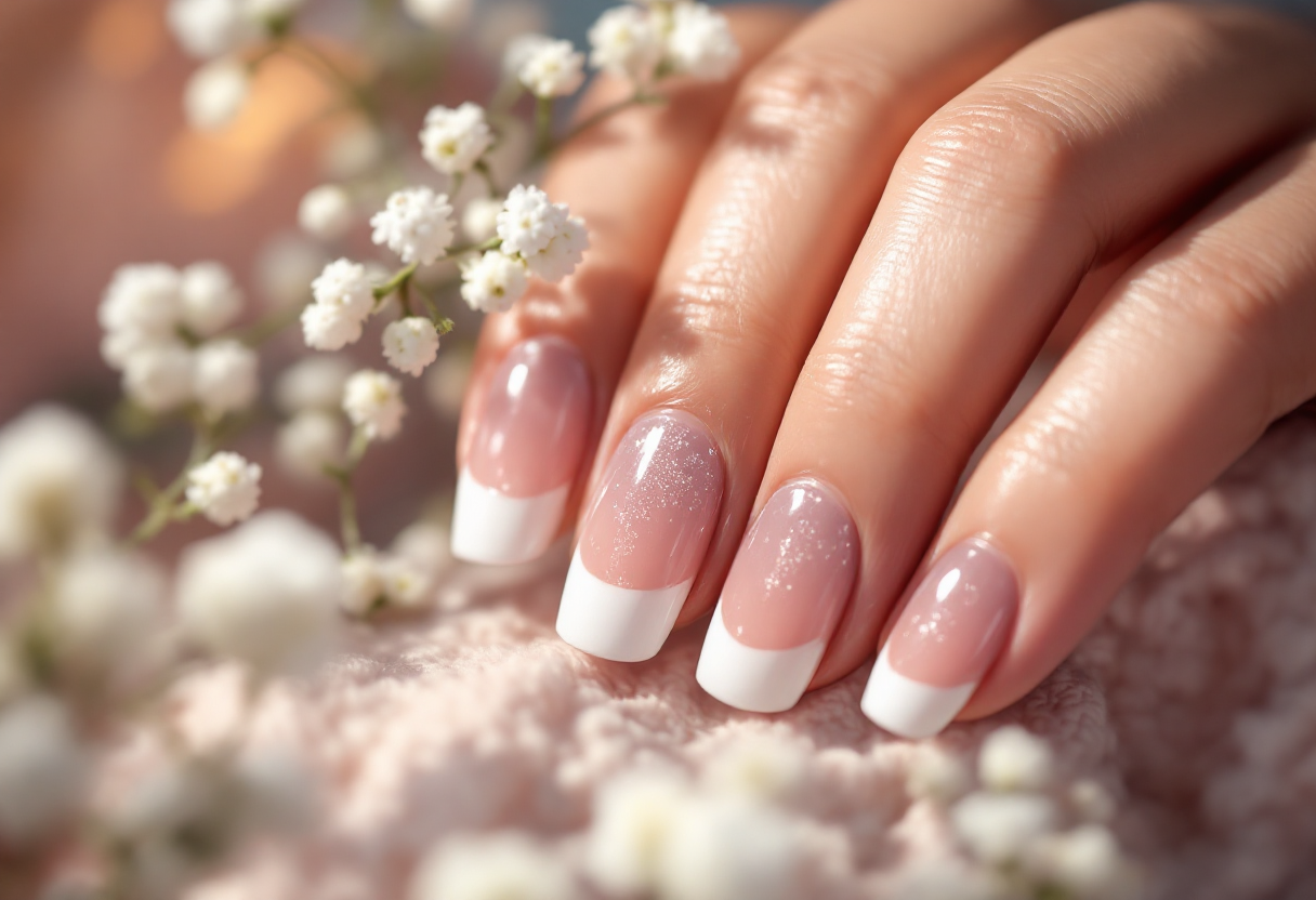 Unghie con Glow French Manicure per la primavera 2024