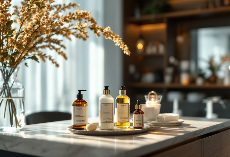 Prodotti per la cura dei capelli coreani in esposizione