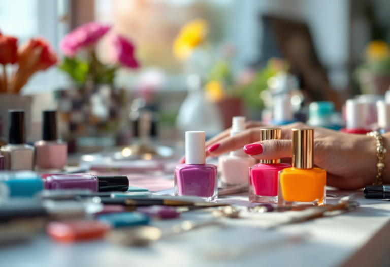 Manicure anni '90 con colori vivaci e design unici