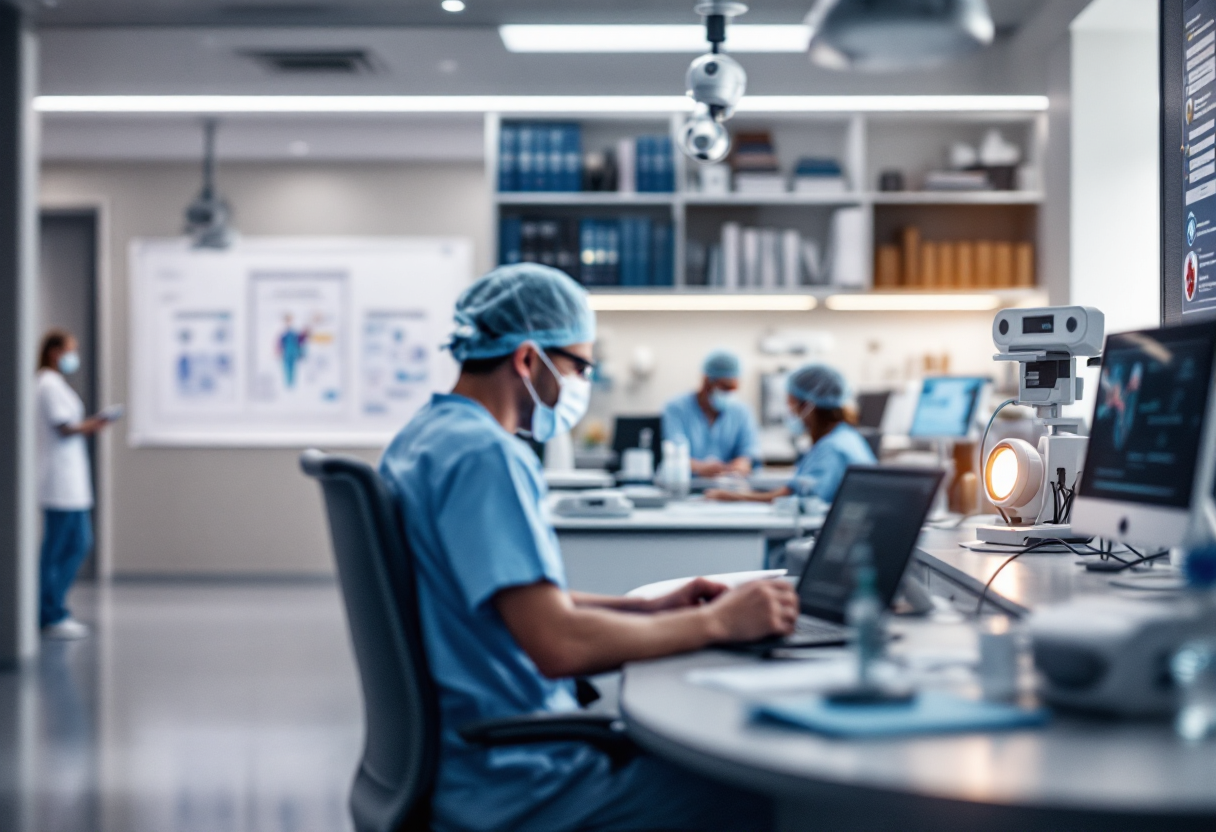 Re Carlo con la sua squadra medica in un momento di lavoro