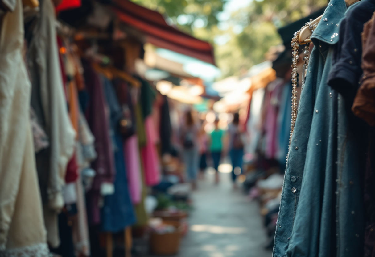 Immagine di giovani che fanno shopping di abbigliamento usato