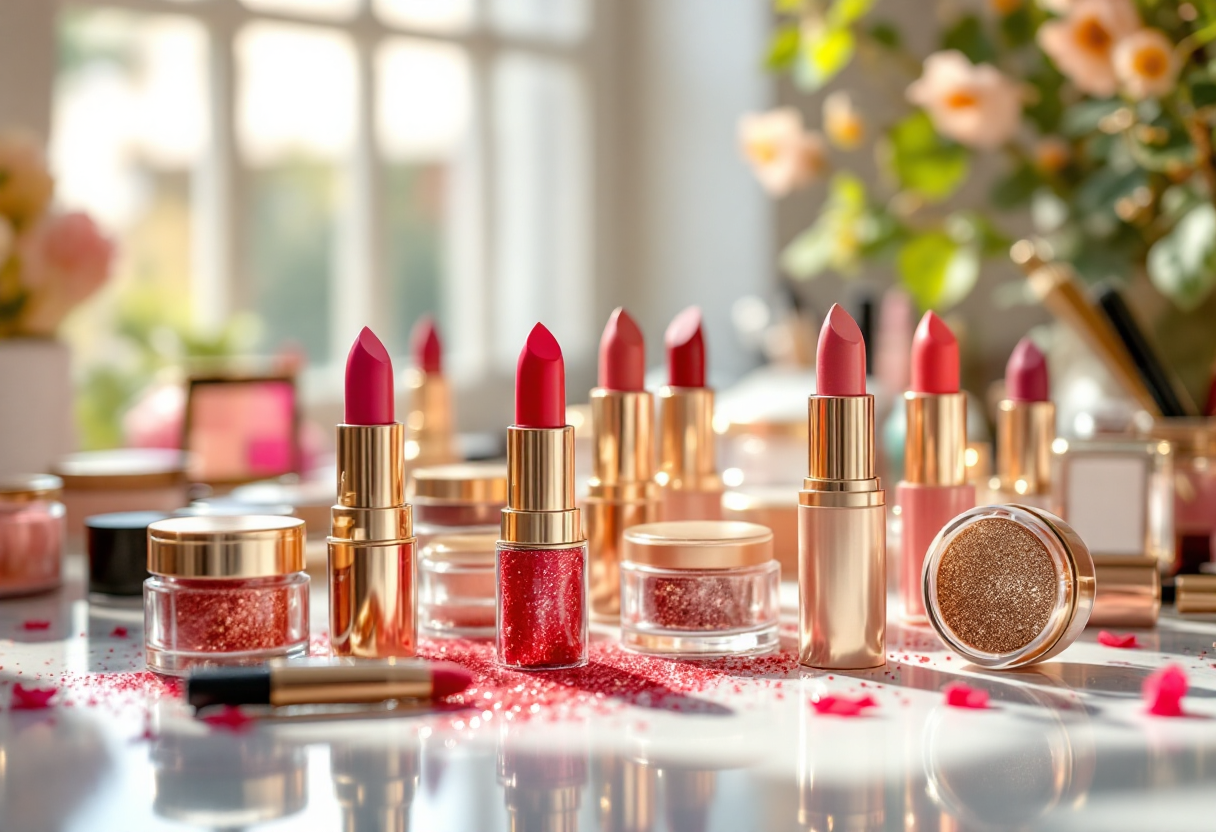 Immagine di trucco con glitter e colori fruttati per il 2025