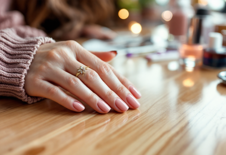 Unghie in stile strawberry milk con design elegante