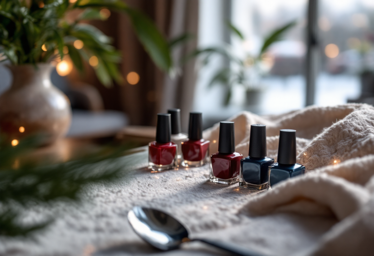 Unghie con effetto maglione in tonalità invernali