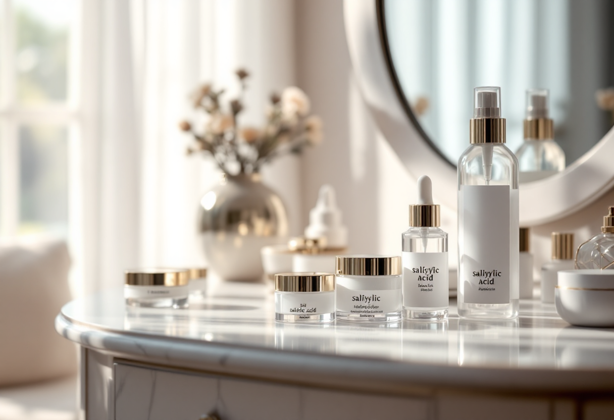 Immagine di acido salicilico per cura della pelle