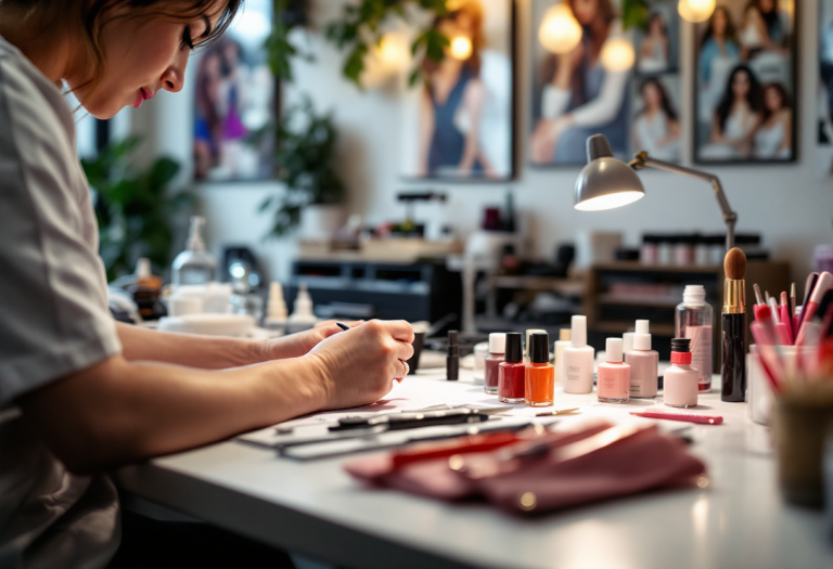 Onicotecnica al lavoro su unghie decorate