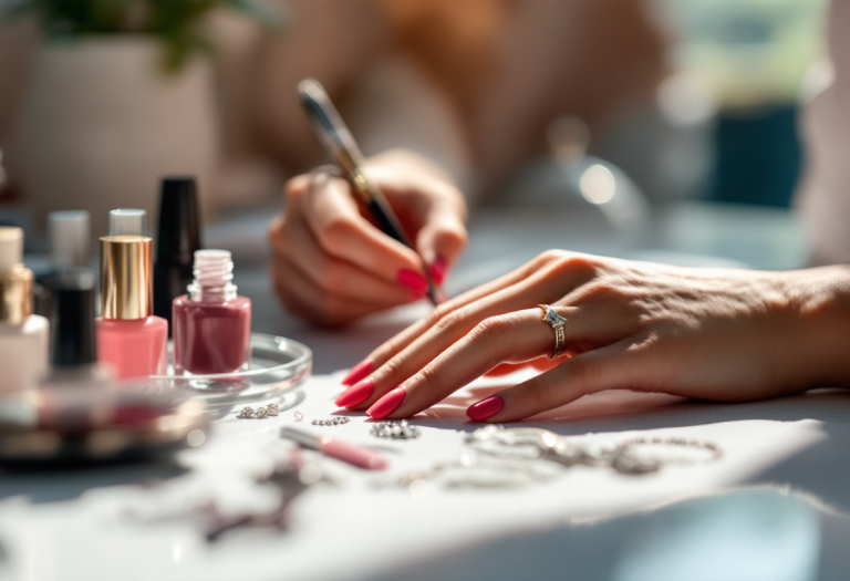 French manicure elegante di Kate Hudson con dettagli artistici